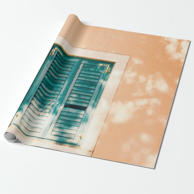 Papel De Presente Porta de madeira verde fechada (Desenrolado)