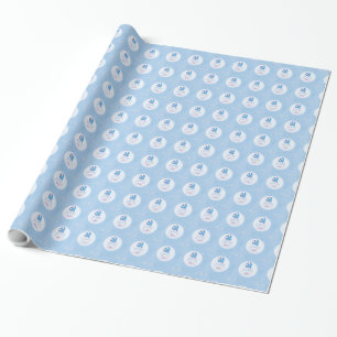 Papel De Presente Porta do Batismo Adulto em Azul