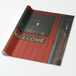PAPEL DE PRESENTE PORTA FECHADA DE MADEIRA VERMELHA