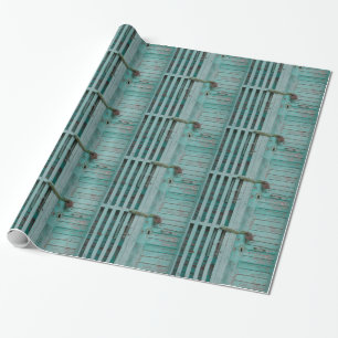Papel De Presente Porta Turquesa Desgastada