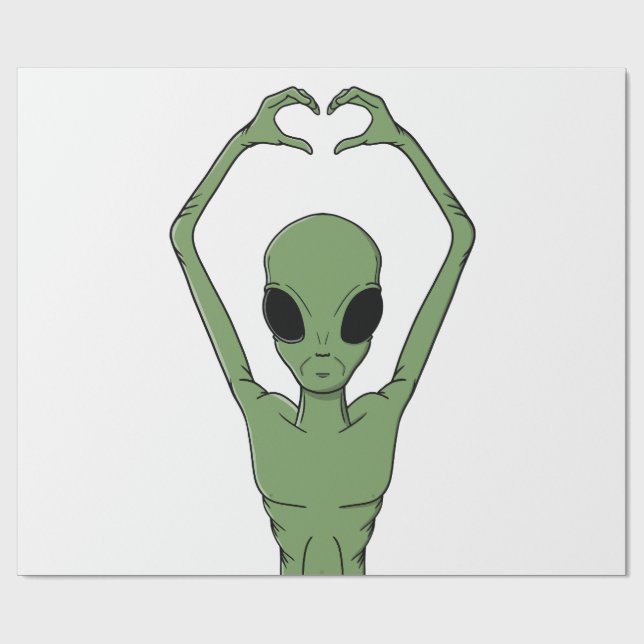 Papel De Presente Pose do Coração Alien (Aberto)