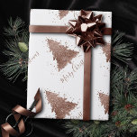 Papel De Presente Posh Felry Christmas | Árvore de Blush Dourada Gla<br><div class="desc">Esta é a estação para entreter! Cobre metálico magnífico e rosa de paleta de ouro, abstrato e falso, com letra de "Feliz Natal", festas de férias, hospedagem e coleção de acessórios dotados. Esta design festiva divertida apresenta uma árvore de Natal cintilante e caprichosa com uma pintura frisada melhorada com brilho...</div>