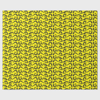 Papel De Presente Posições em Yoga Amarelo em Preto Silhuetas