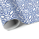 Papel De Presente Positano Azulejos Vintage Italianos Padrão Azul Br<br><div class="desc">Padrão de azulejos mediterrâneos vintage em azul e branco clássicos.</div>