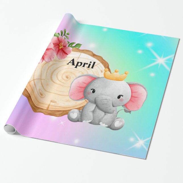Papel De Presente Pôster do Elefante com Nome Personalizado! (Desenrolado)