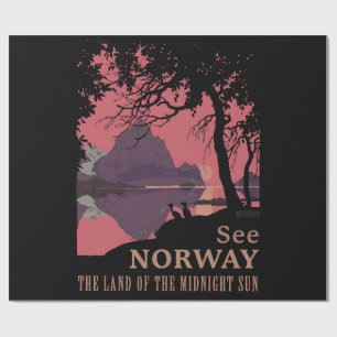 Papel De Presente Pôster Minimalista do Pôr do Sol na Noruega - Fior