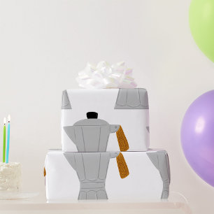 Papel De Presente Pote Vintage Moka Café Maker Retro Espresso