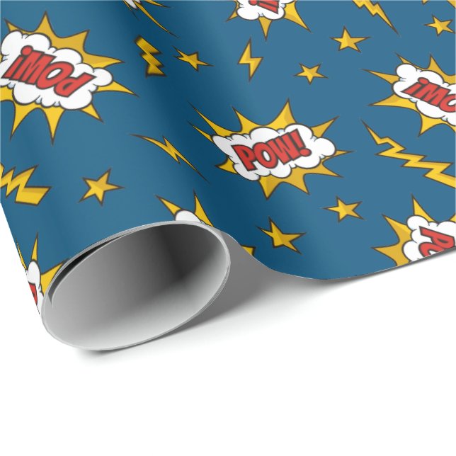 Papel De Presente Pow Comic Sound Effect Pattern (Ponta do rolo)