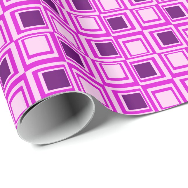 Papel De Presente Praças modernas, rosa, orquídea e roxo (Ponta do rolo)