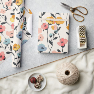 Papel De Presente prado de flores silvestres, flores silvestres boho