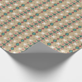Papel De Presente Prados de Natal - Teal e Rosa na Areia