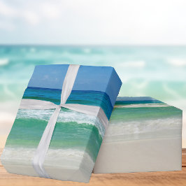 Papel De Presente Praia Fotografia Céu Azul com Ondas