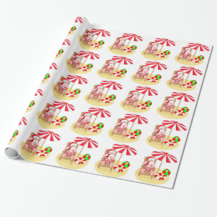 Papel De Presente praia Papai Noel do xmas