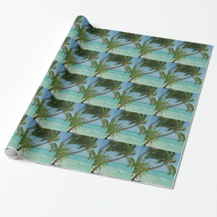 Papel De Presente Praia Tropical Areia Sol Água Ondas Surf Arte