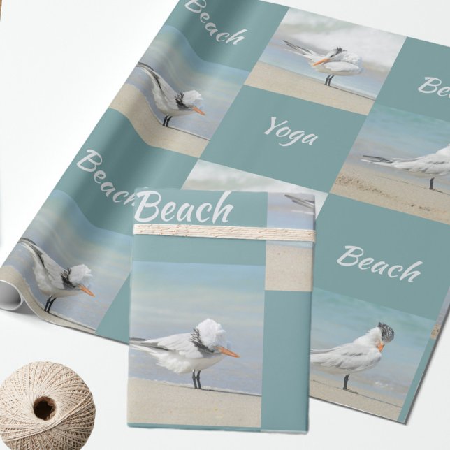 Papel De Presente Praia Yoga Seabirds Terns Divertimento Fotográfico (Criador carregado)