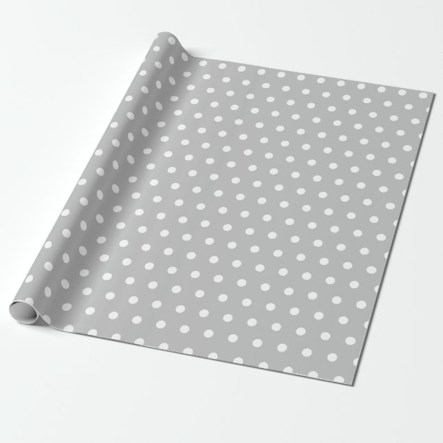 Papel De Presente Prata | Bolinha Branca (Desenrolado)