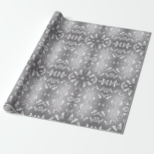 Papel De Presente Prata Borboletas Selvagens