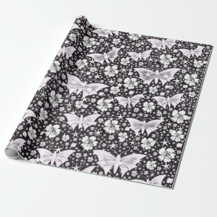 Papel De Presente prata, brilhante, brilhante, borboletas, exclusiva