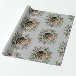 Papel De Presente Prata de Fotografias de Natal Elegante