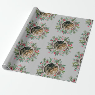 Papel De Presente Prata de Fotografias de Natal Elegante