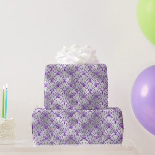 Papel De Presente Prata elegante e Deco de Arte Roxo