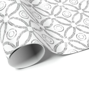 Papel De Presente Prata moderna & teste padrão geométrico do brilh