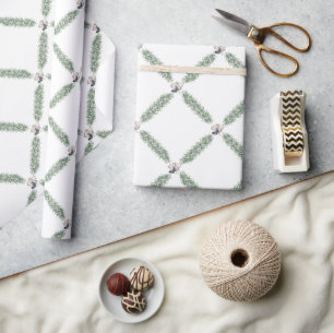 Papel De Presente Prata Natal Bells Garland