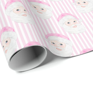 Papel De Presente Pré-Disquete Vintage Rosa Santa Hat - Tiras Rosa R