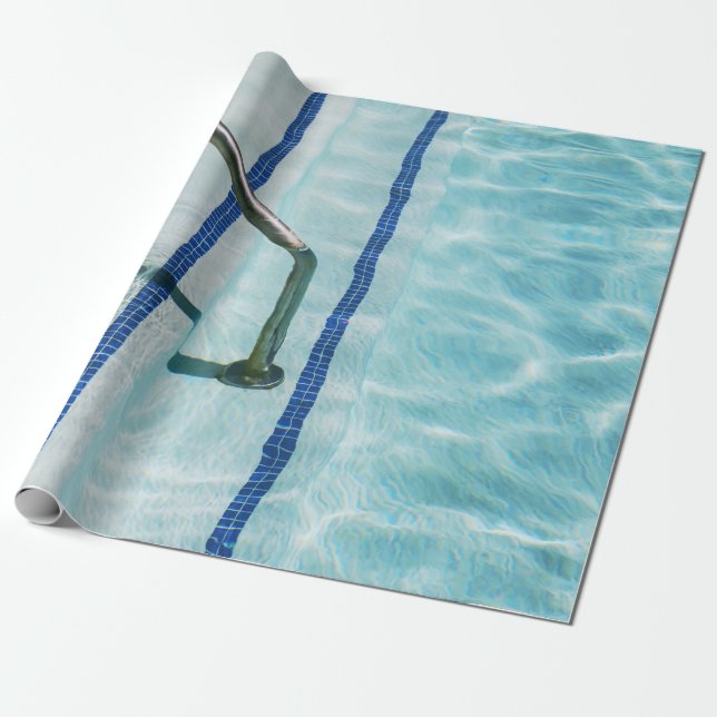 Papel De Presente Precinta preta na piscina de natação azul (Desenrolado)