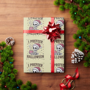 Papel De Presente Prefiro Halloween Spooky Xmas Skeleton Gótico