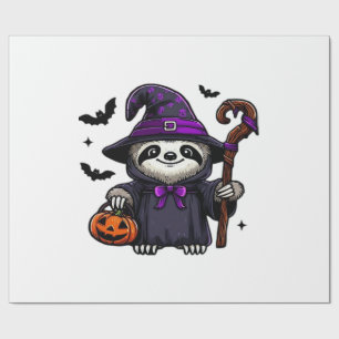 Papel De Presente Preguiça Assustadora de Halloween Bruxa Chapéu Fan
