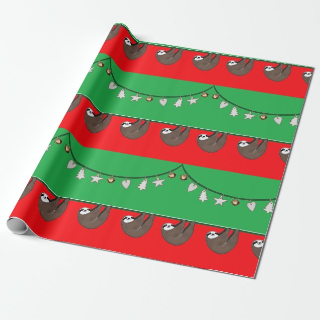 Papel De Presente Preguiça de Natal Engraçada (Desenrolado)