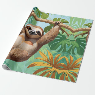 Papel De Presente Preguiça em uma árvore