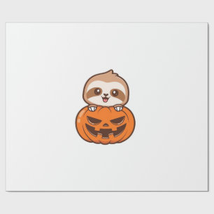 Papel De Presente Preguiça Fofa com Abóbora Ilustração Vetorial de C