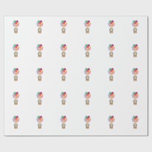 Papel De Presente Preguiça Voa com Balões Coloridos Preguiça Kawaii