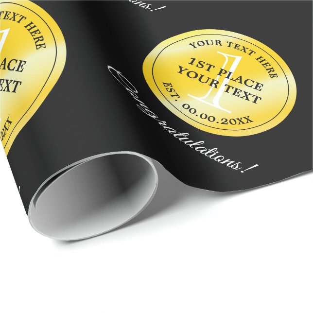 Papel De Presente Premiação de primeiro lugar medalha de ouro congra (Ponta do rolo)