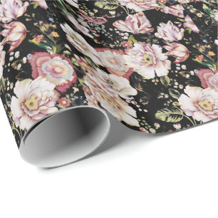 Papel De Presente Preppy bohemian country girchic black floral