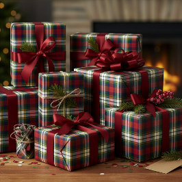 Papel De Presente Preppy Christmas Plaid Wrapping Paper