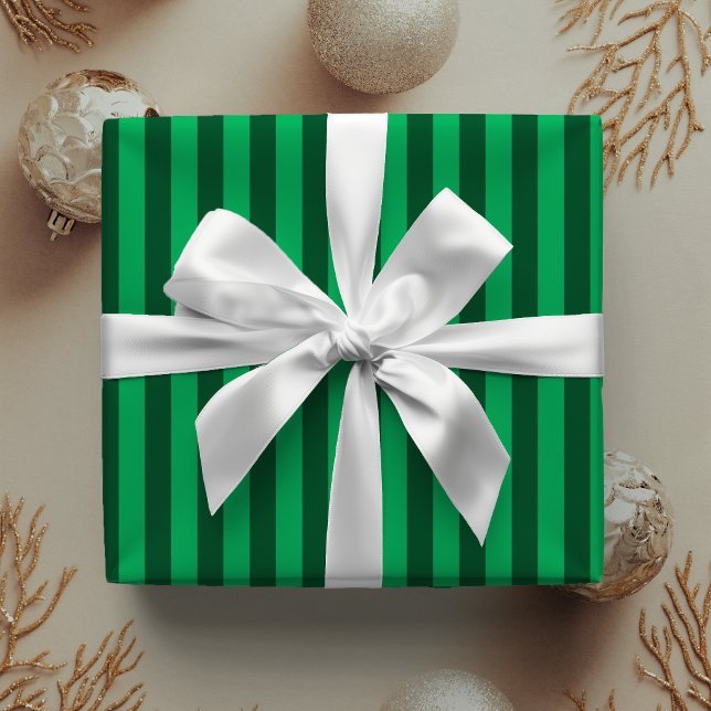 Papel De Presente Preppy Esmeralda Verde Listras Natal Clássico (Criador carregado)