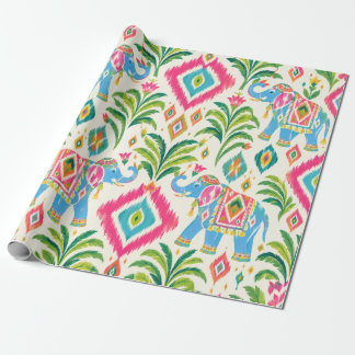 Papel De Presente Preppy Ikat Tropical Palma Boho Chic