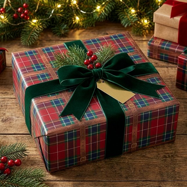 Papel De Presente Preppy Lux Natal Xadrez II (Criador carregado)