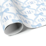 Papel De Presente Preppy Monograma Blue Arco Baby Boy<br><div class="desc">Este encantador design de plástico de presente apresenta um monograma de arco de 3 letras azul pintado manualmente para personalizar com as iniciais do receptor sortudo.</div>