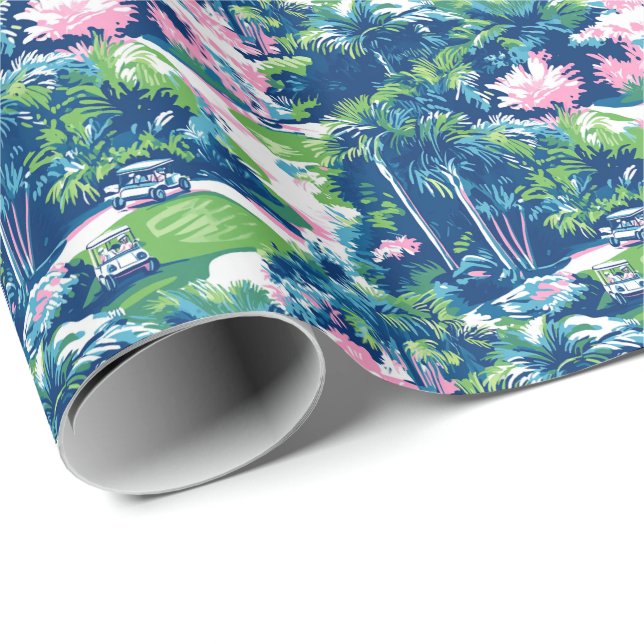 Papel De Presente Preppy Palm Beach Golf (Ponta do rolo)