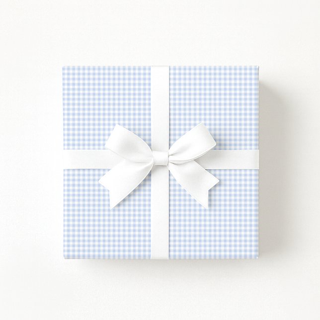 Papel De Presente Preppy Pastel blue Gingham Wrapping Paper (Criador carregado)