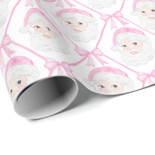 Papel De Presente Preppy Pink Papais noeis arcos de Natal do Grande