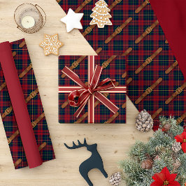Papel De Presente Preppy Red Christmas Plaid With Buckles
