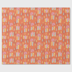 Papel De Presente Preppy Retro Desert Road com Palm Trees & Cactus