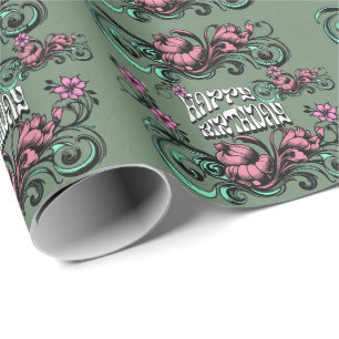 PAPEL DE PRESENTE PRESENDA DE FLOR MODERNA COLORIDA PARA FILHA IRMÃ 