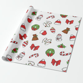 Papel De Presente Presente Adorável com Padrão de Natal Kawaii