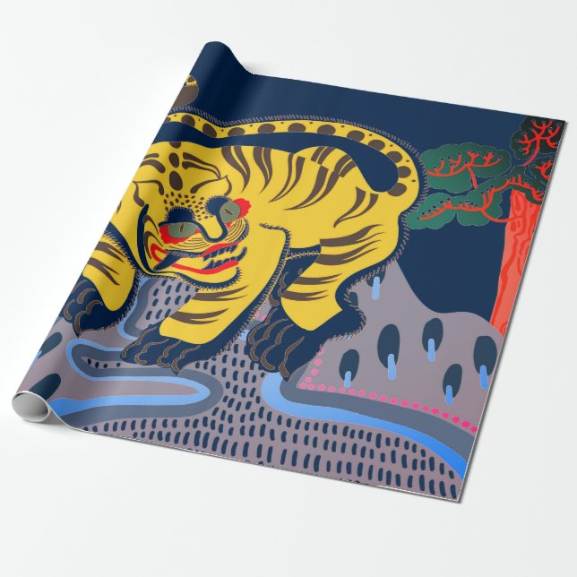 PAPEL DE PRESENTE PRESENTE ARMAZENANDO TIGER CHINÊS  (Desenrolado)